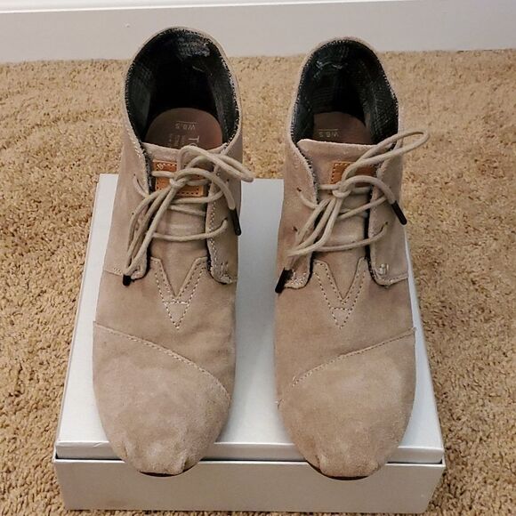 Toms Ladies Suede Bootie Wedge 8.5 - Picture 1 of 10